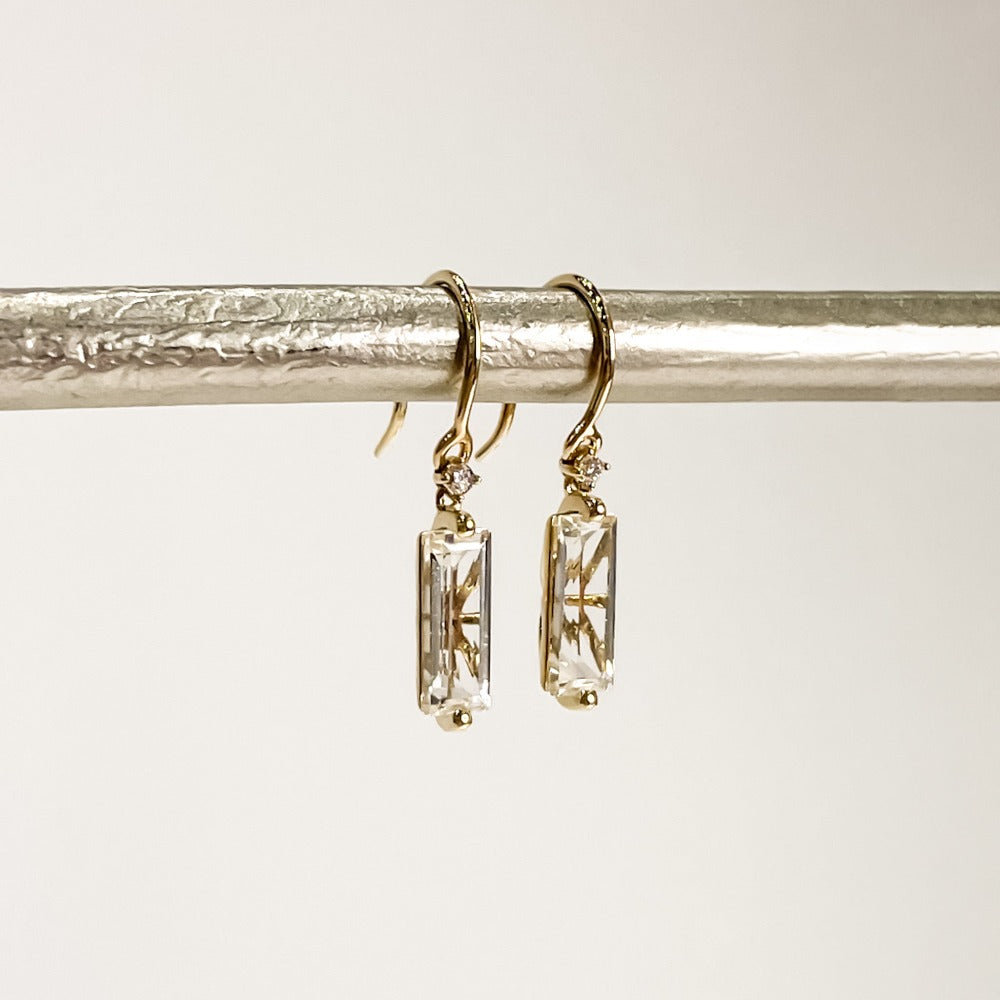 Suzanne Kalan | 14k Baguette White Topaz Drop Earrings