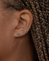 Medium Round Teal Sapphire Stud Earrings