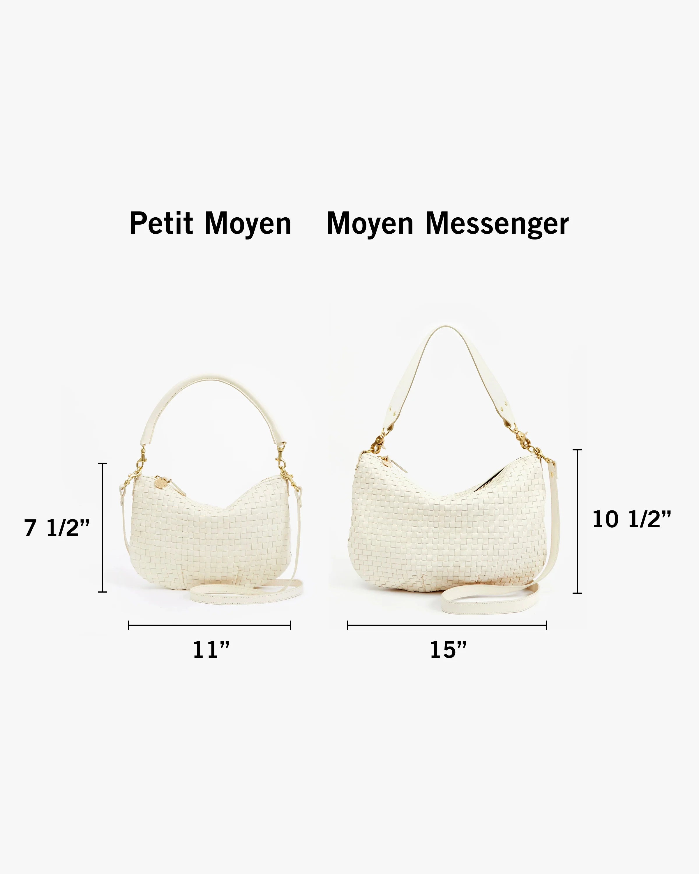 Petit Moyen Messenger, Cream Woven Checker