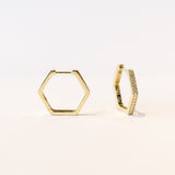 Pave Diamond Hex Hoop Earrings