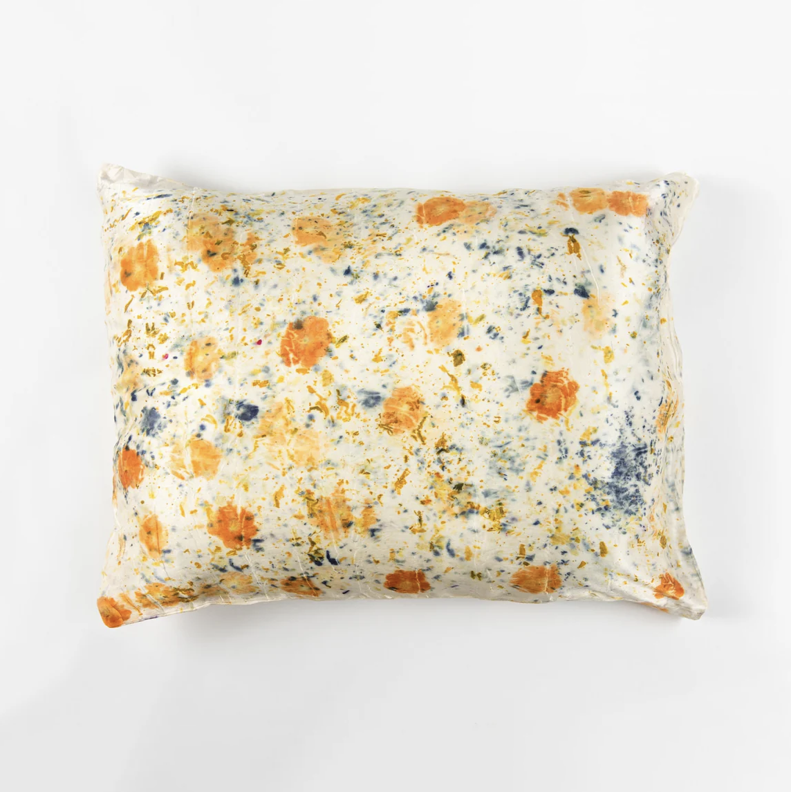 Floral Botanically Dyed Silk Pillowcase, Cream/Yellow