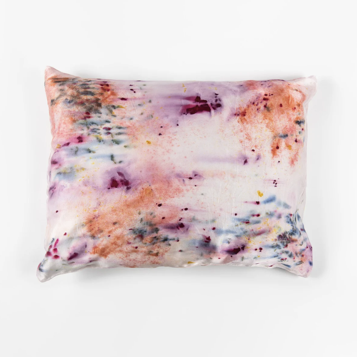 Abstract Botanically Dyed Silk Pillowcase, Pink