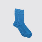 One Ribbed Silk Socks, Blu Reale