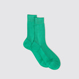 One Ribbed Silk Socks, Emerald