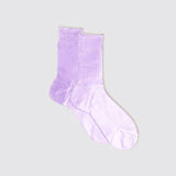 One Ribbed Laminated Silk Socks, Lilac