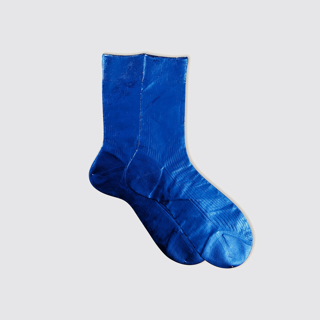 One Ribbed Laminated Silk Socks, Mare