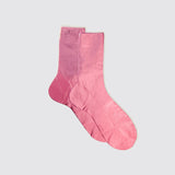 One Ribbed Laminated Silk Socks, Rosa Antico