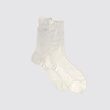 One Ribbed Laminated Silk Socks, Silver