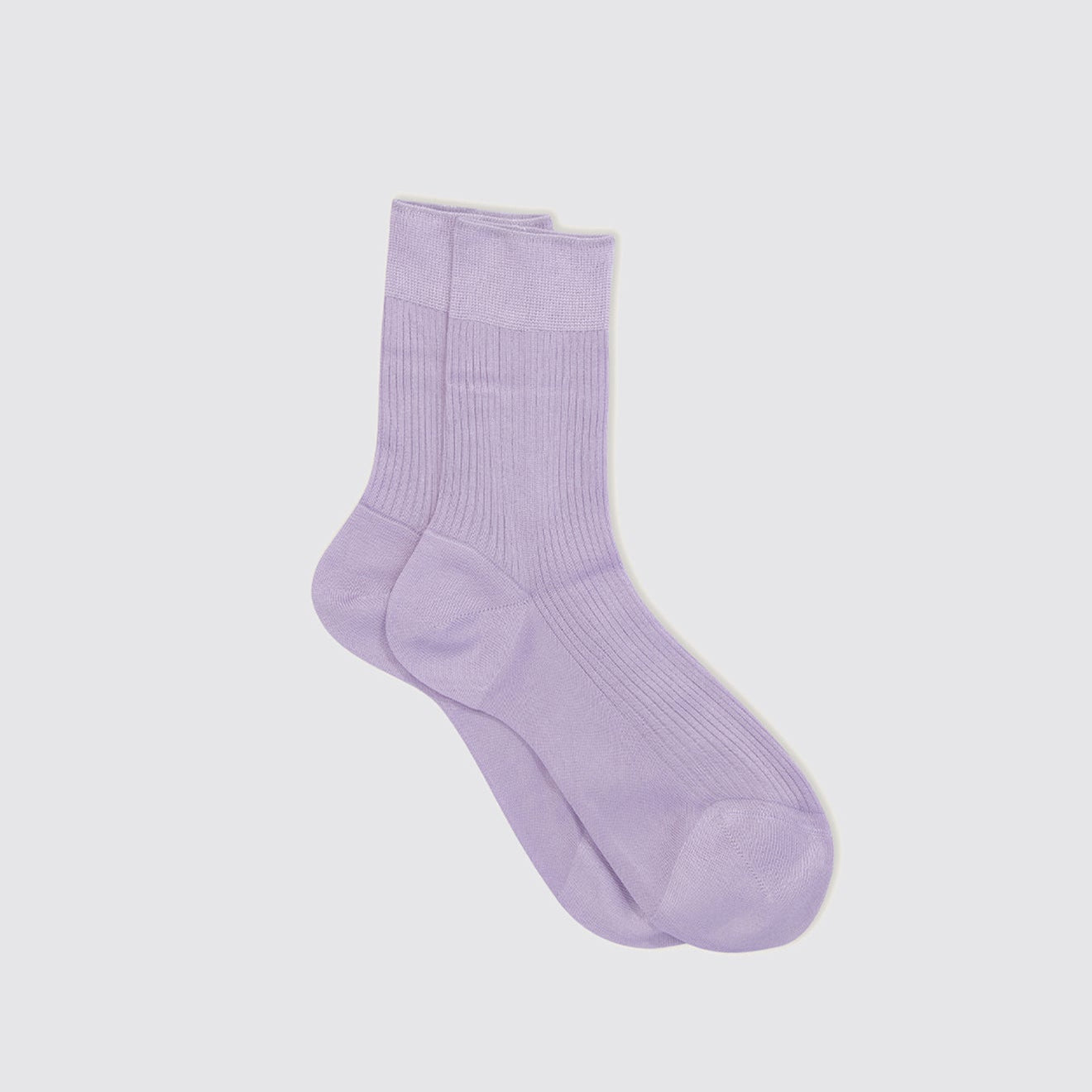 One Ribbed Silk Socks, Lilac
