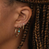 Inverted Opal and Diamond Hoop Earrings