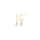 Zoe Chicco | Tiny Hoop Earrings with Dangling Pearls