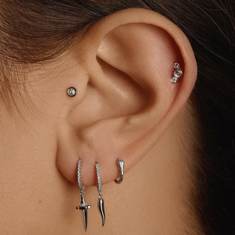 Bezel Set Petite Diamond Stud Earring (Single)