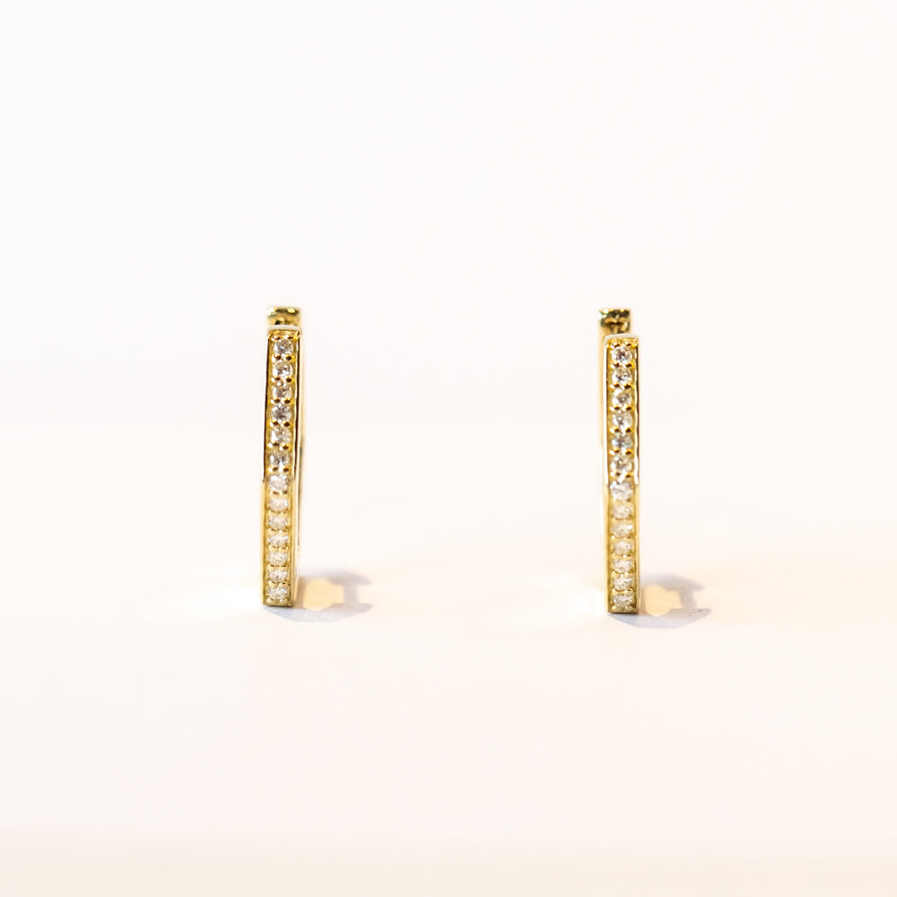 Pave Diamond Hex Hoop Earrings