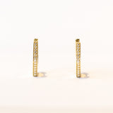 Pave Diamond Hex Hoop Earrings