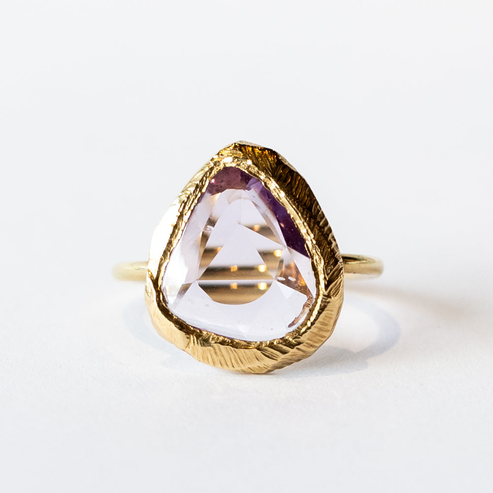 Large Freeform Rose Cut Lavender Sapphire Ring