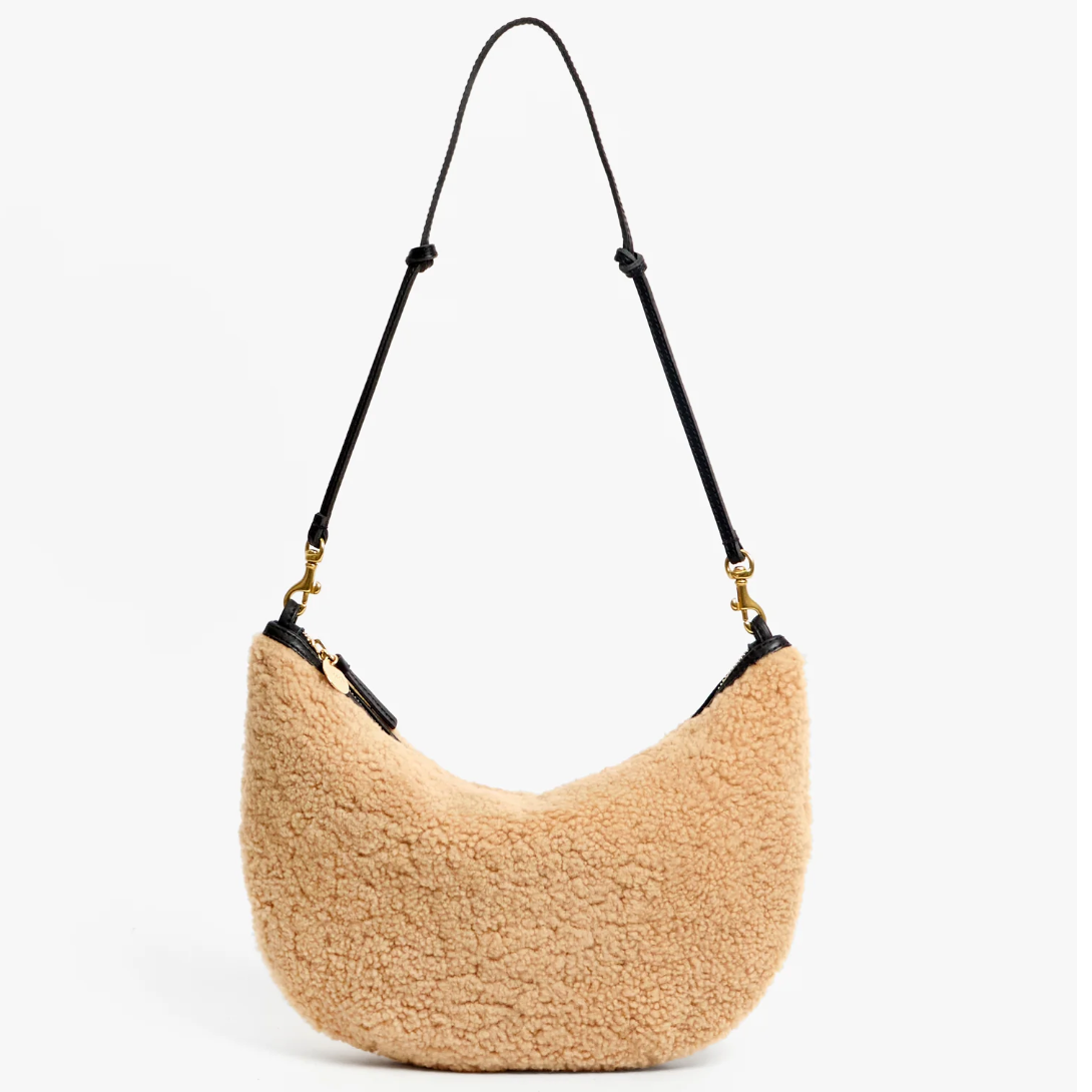 Lune Shoulder Bag, Cafe Au Lait Shearling