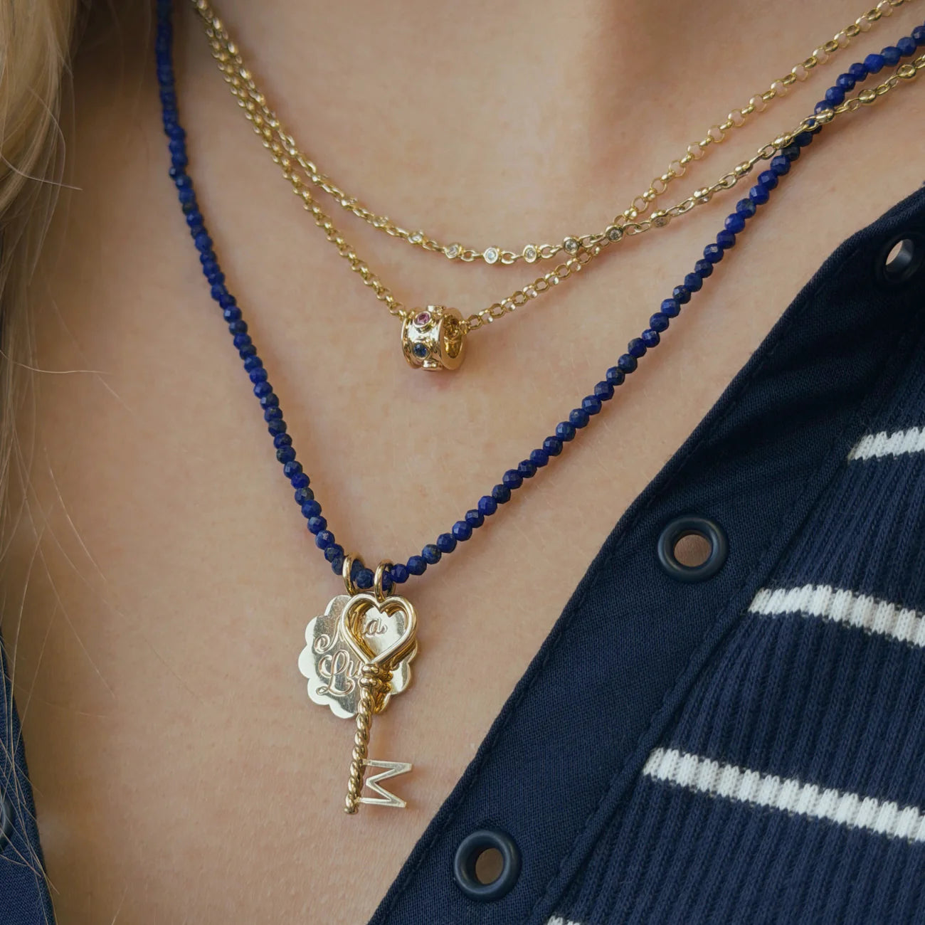 Rainbow Sapphire Rondelle Bead Charm