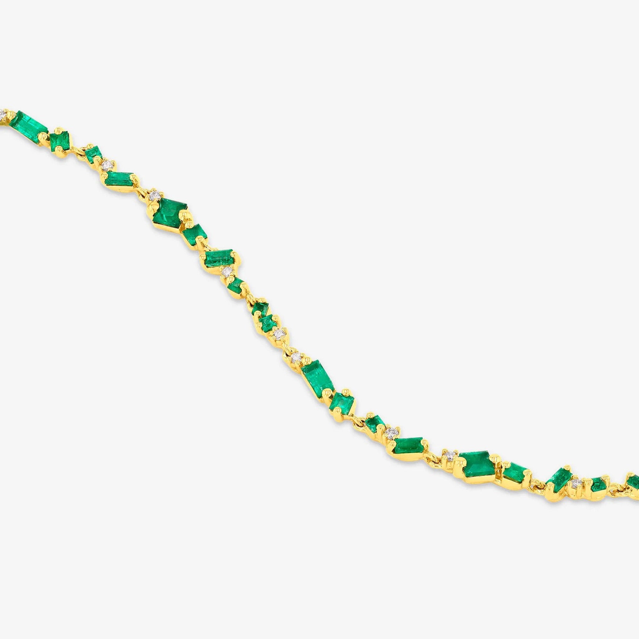Suzanne Kalan | 18k Baguette and Princess Cut Emerald and Diamond Bracelet