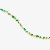 Suzanne Kalan | 18k Baguette and Princess Cut Emerald and Diamond Bracelet