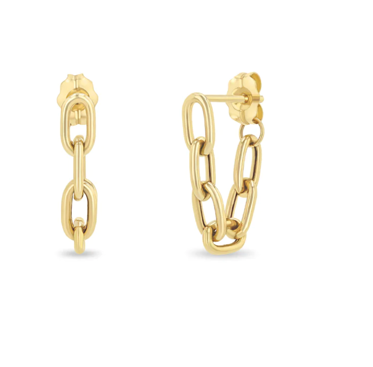 Zoe Chicco | Medium Square Oval Link Chain Soft Hoop Earrings