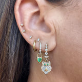 Beating Heart Emerald Earring Charm (Single)