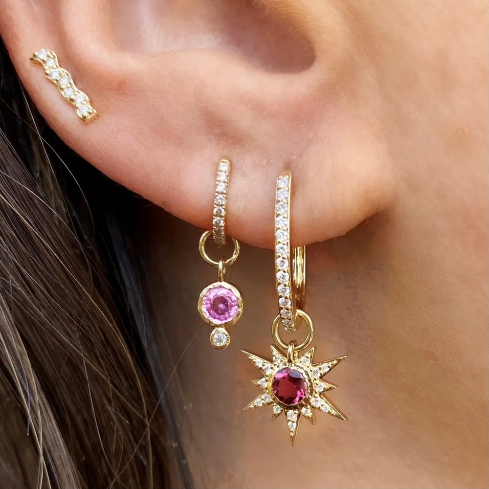 Classic Oval Diamond Hoop Earring (Single)