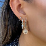 Classic Small Pearl and Marquise Diamond Earring Charm (Single)