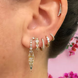 Small Engraved Diamond Hoop Earring (Single)