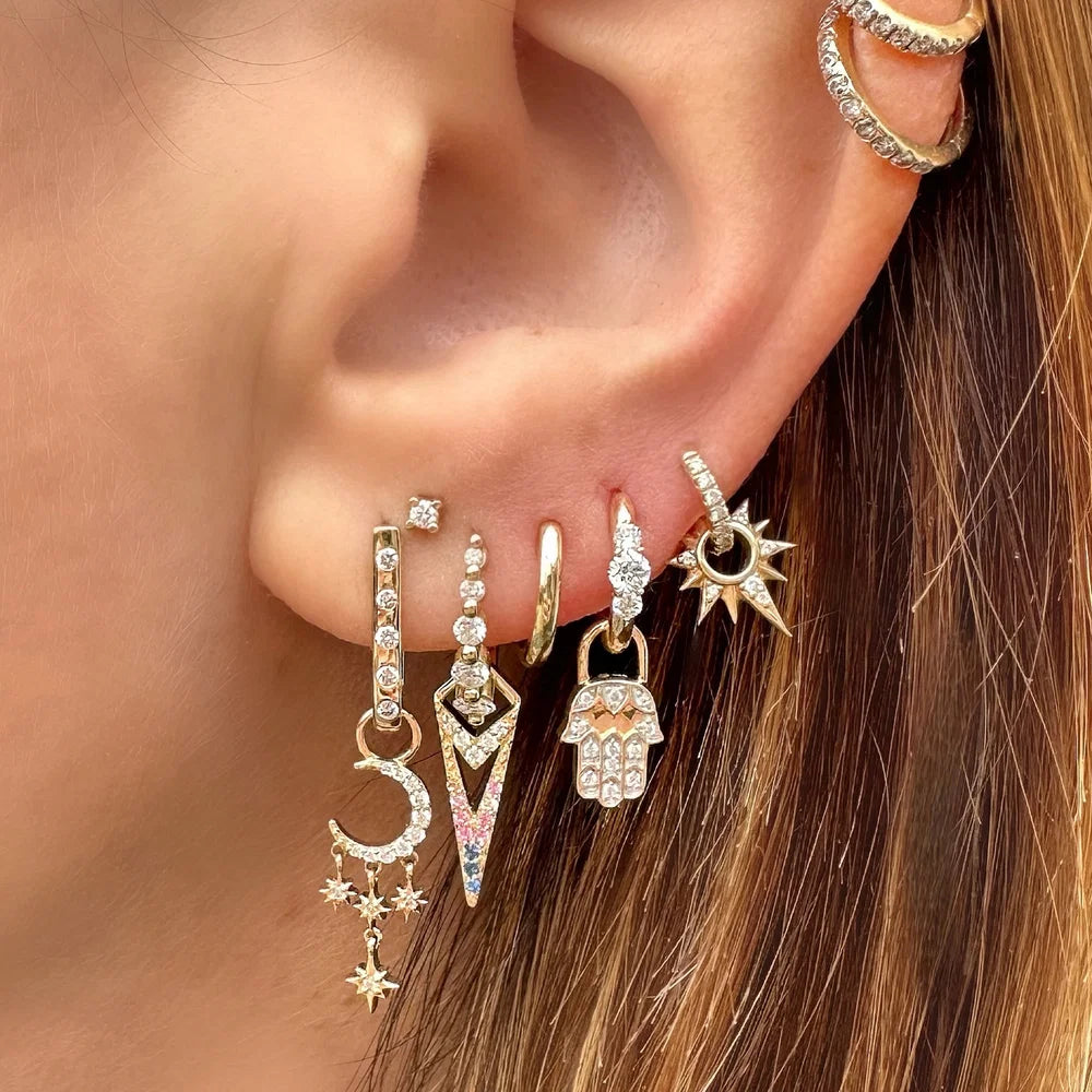 Make a Wish Small Crescent Moon and Star Earring Charm (Single)