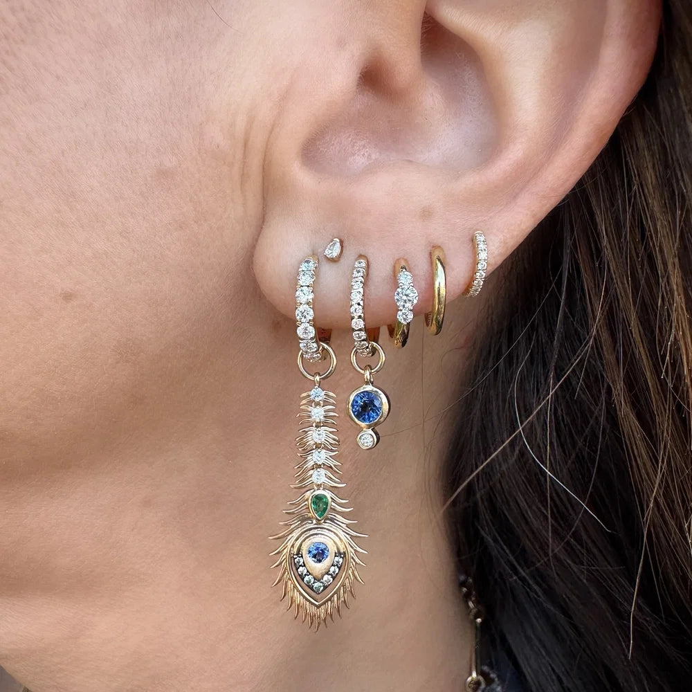 Medium Diamond Huggie Hoop Earring (Single)
