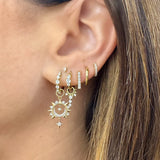 Small Prong-Set Diamond Hoop Earring (Single)