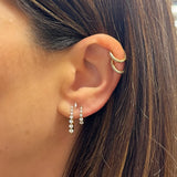 Large Oval Graduated Diamond Huggie Hoop Earring (Single)