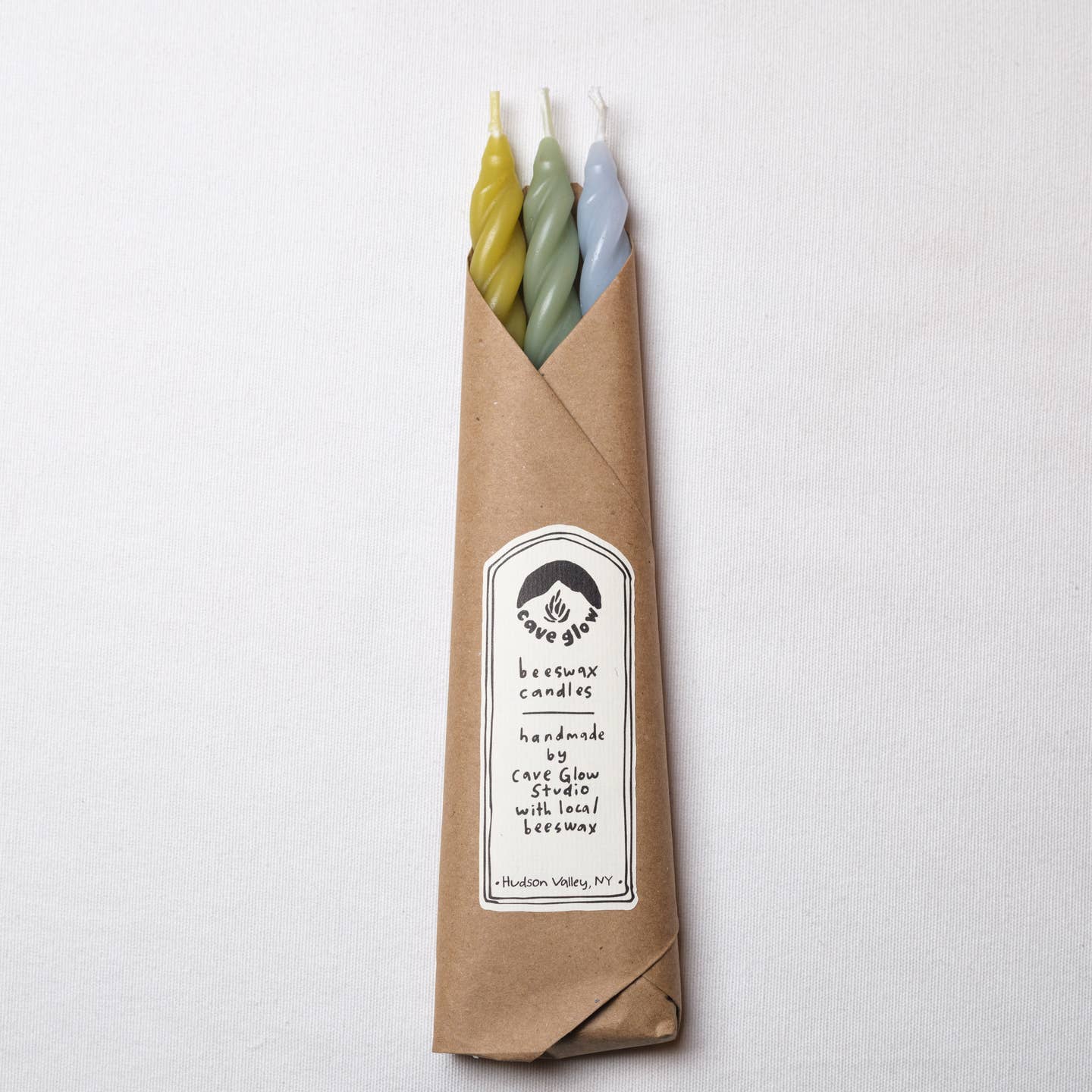 Hydrangea Beeswax Spiral Taper Candles, Set of 3
