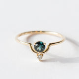 Wwake | Small Round Nestled Teal Sapphire Ring