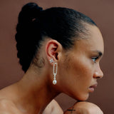 Large Pearl Clover Stitch Earrings