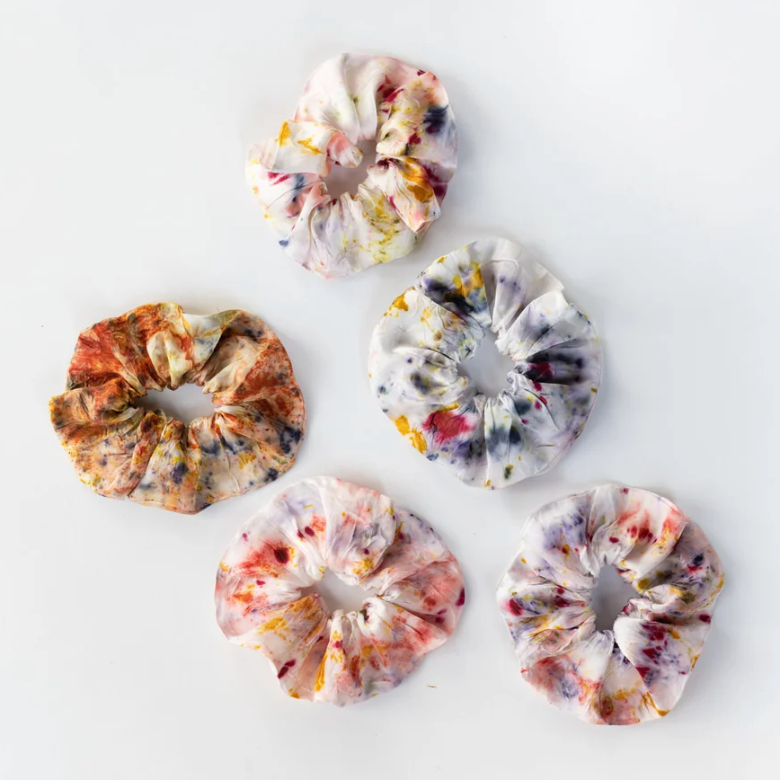 Botanically Dyed Silk Scrunchie, Multi
