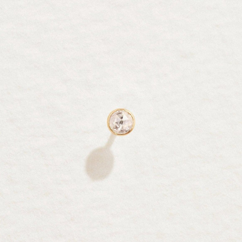 Bezel Set Petite Diamond Stud Earring (Single)