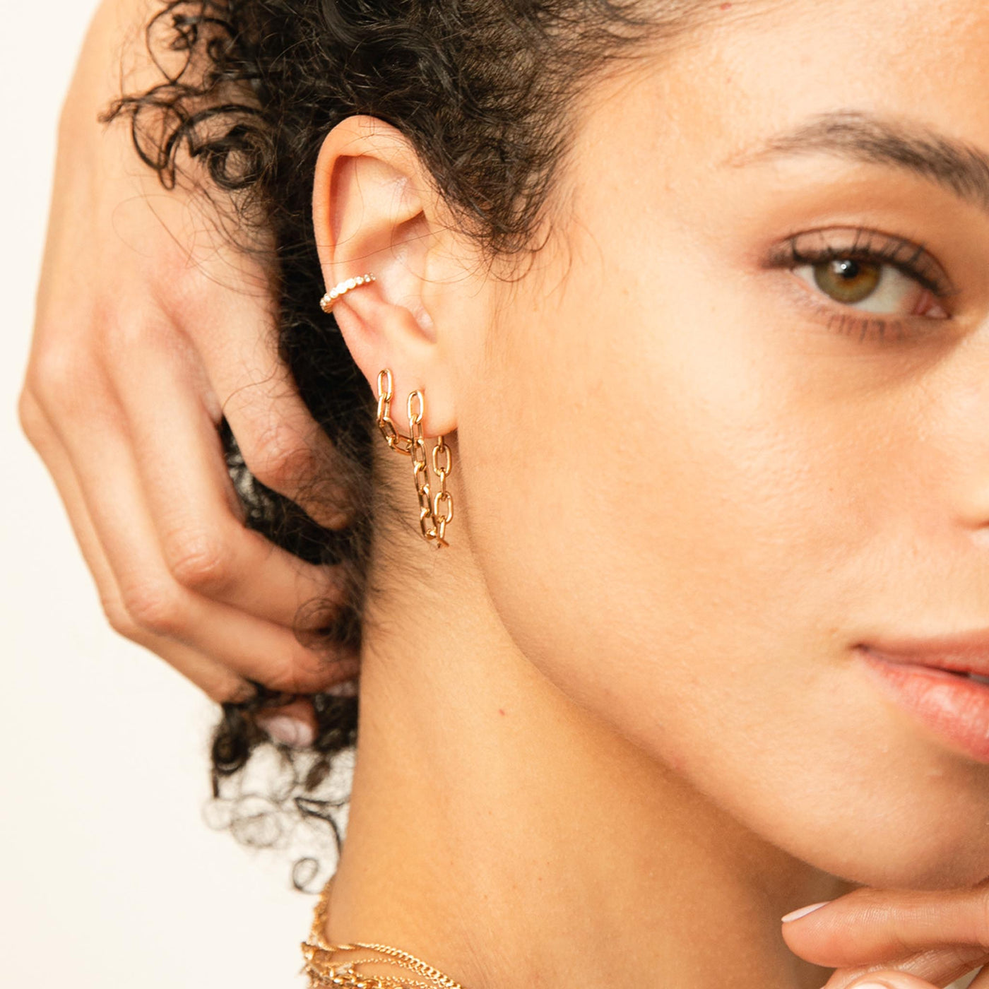 Zoe Chicco | Medium Square Oval Link Chain Soft Hoop Earrings