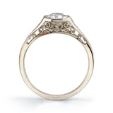 Single Stone champagne gold and diamond ring, side view