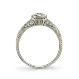 Single Stone platinum ring with diamonds, side view