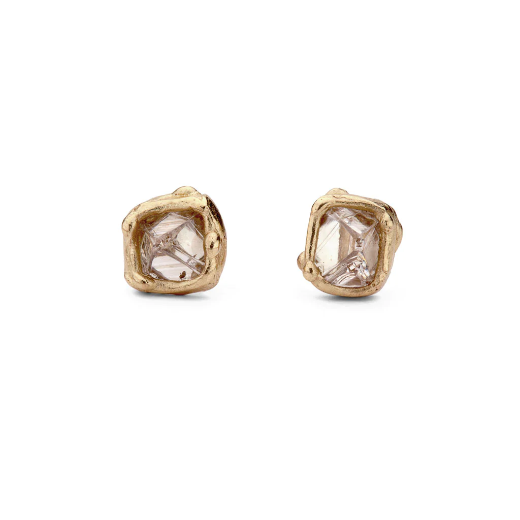 Ruth Tomlinson | Pyramid Raw Diamond Stud Earrings
