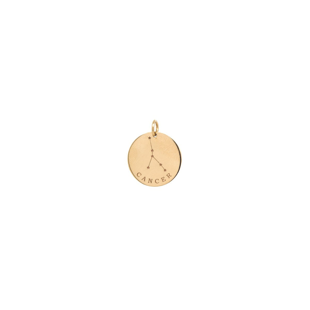 Zoe Chicco gold cancer constellation charm, front view