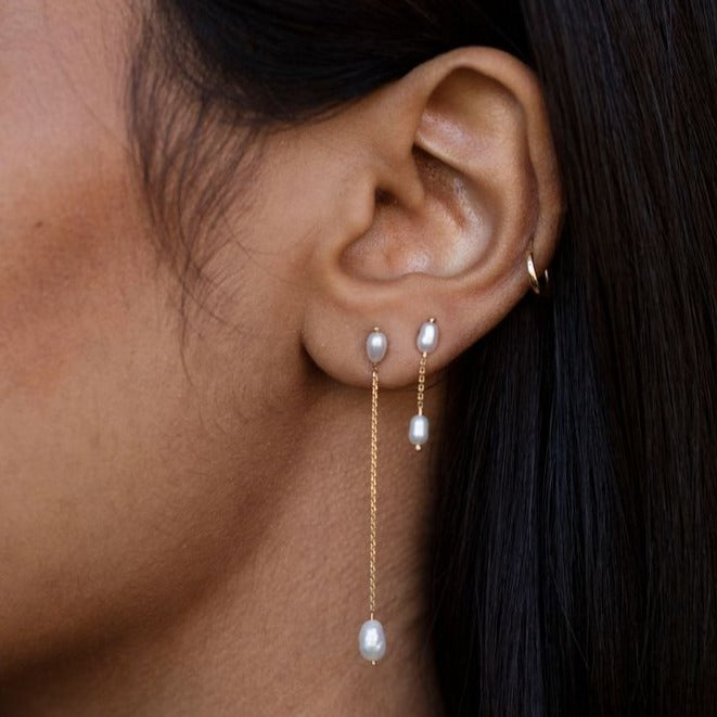 Wwake | Long Pearl Shower Earrings
