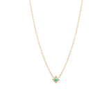Zoe Chicco gold necklace with turquoise charm, front view