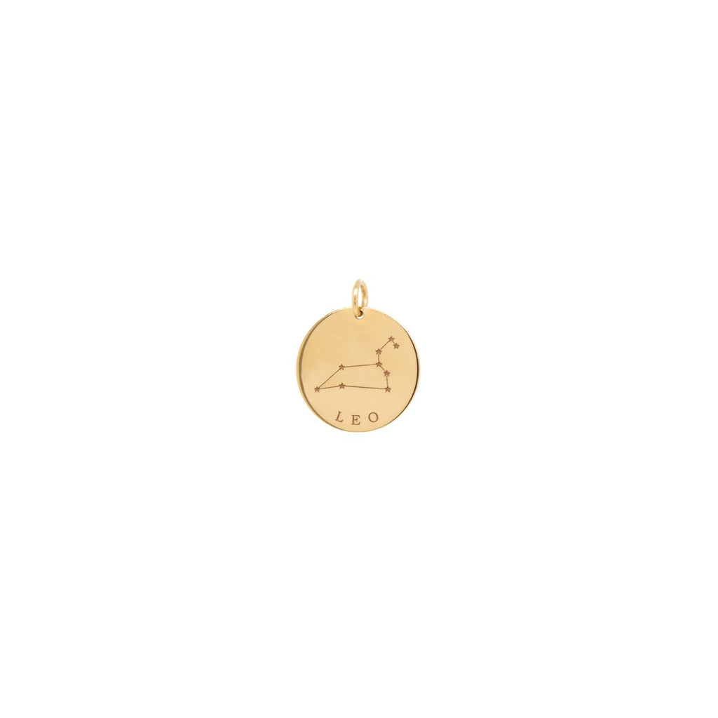 Zoe Chicco gold leo constellation charm, front view