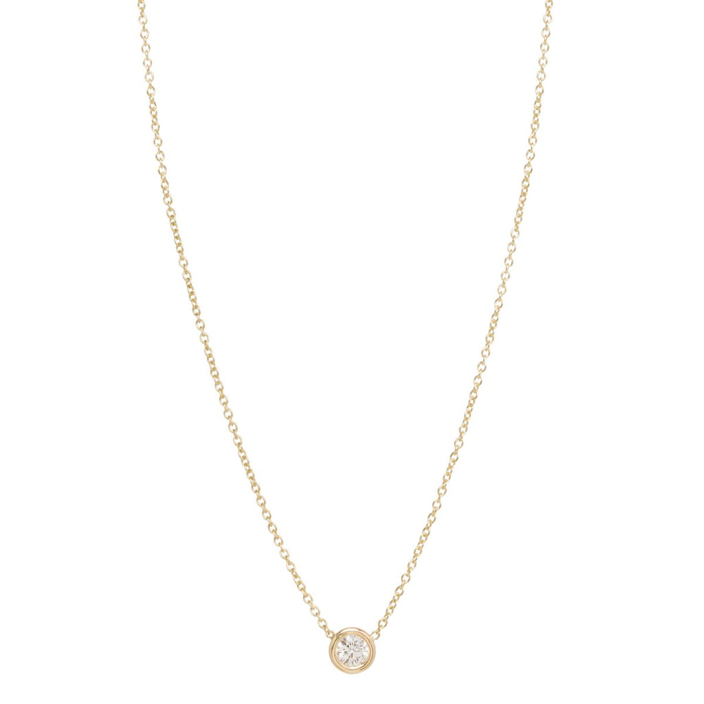 Zoe Chicco gold necklace with diamond, front view