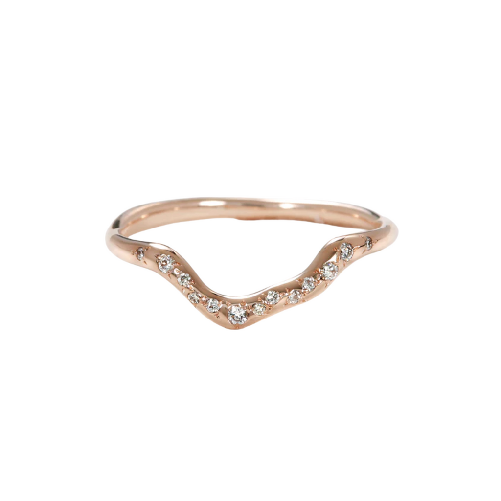 Sirciam rose gold band with diamonds, front view