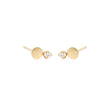 Zoe Chicco gold stud diamond earrings, angled front view