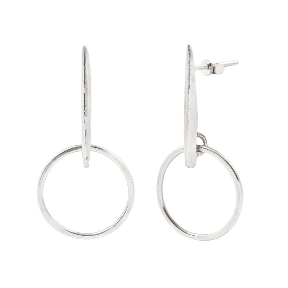Adeline sterling silver circle earrings, front view