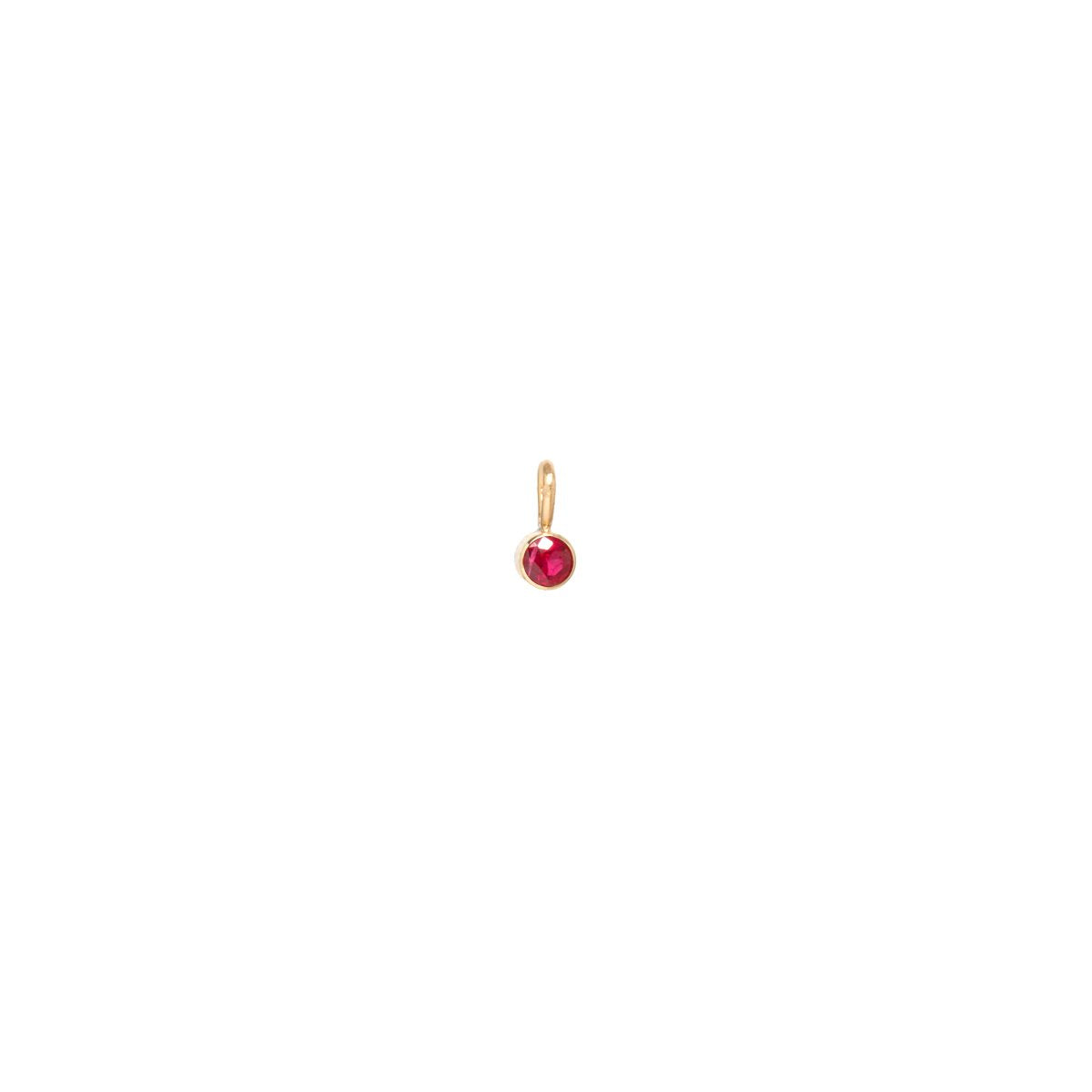 Zoe Chicco gold charm with ruby, front view